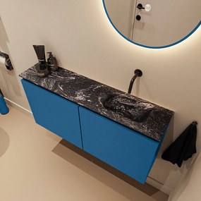 Mondiaz Ture DLux toiletmeubel 100cm jeans met wastafel lava rechts zonder kraangat