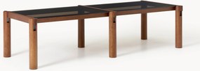 Eettafel Rory van eikenhout met glazen tafelblad, in verschillende formaten