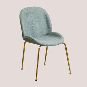 Set Van 2 Chenille Eetkamerstoelen Pary Celadon & Goud - Sklum