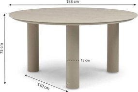Dining Tuintafel rond 158 cm met lazy susan Zand/Beige Trino