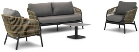 Stoel en Bank Loungeset Wicker Taupe 5 personen Coco Nathan/Ralph