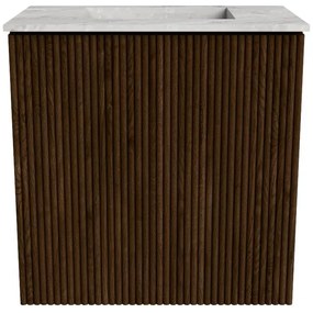 Mondiaz Joya DLux 40cm toiletmeubel walnut met wastafel faye midden zonder kraangat glace