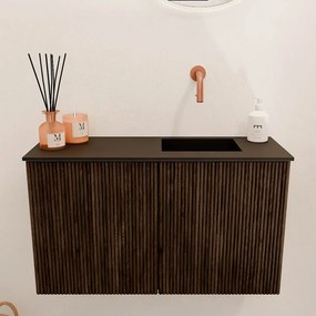 Mondiaz Joya 70cm toiletmeubel walnut met wastafel faye rechts zonder kraangat urban
