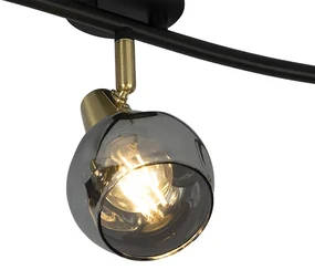Plafondlamp goud 45 cm met smoke glas 3-lichts - Vidro Art Deco E14 Binnenverlichting Lamp