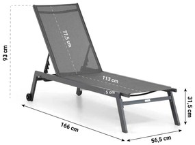 Lifestyle Garden Furniture Ultimate Ligbed Met Wiel Aluminium/textileen Grijs