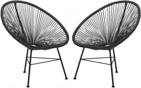 Set Van 2 Tuinstoelen Van Staal En Synthetisch Riet Nieuw Acapulco Zwart - Sklum