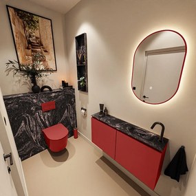 Mondiaz Ture DLux toiletmeubel 100cm fire met wastafel lava rechts met kraangat