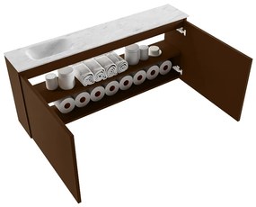 Mondiaz Ture DLux toiletmeubel 120cm rust met wastafel opalo links met kraangat