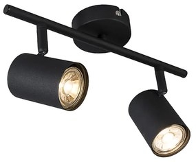 QAZQA Moderne Spot / Opbouwspot / Plafondspot zwart kantelbaar - Jeana 2 Modern GU10 Binnenverlichting Lamp