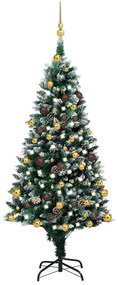 vidaXL Kunstkerstboom met LED's en kerstballen en dennenappels 150 cm