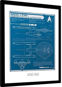 Ingelijste poster Star Trek - USS Enterprise's plan