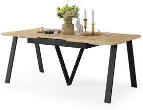 AVERY eik Craft goud/onderkant zwart - LOFT/INDUSTRIËLE TAFEL VOOR WOONKAMER / EETKAMER UITKLAPBAAR TOT 290 cm!