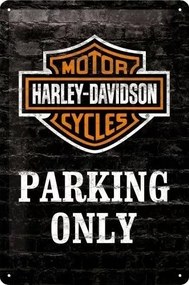 Metalen wandbord Harley-Davidson - Parking Only, (20 x 30 cm)