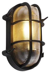Industriële wand- en plafondlamp zwart ovaal IP44 - Noutica