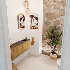 Mondiaz Joya DLux 100cm toiletmeubel oak met wastafel faye rechts 1 kraangat lava