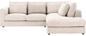 Goossens Bank Ravenia beige, stof, 2-zits, stijlvol landelijk met ligelement rechts