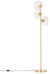 Art Deco vloerlamp goud met glas 3-lichts - Ayesha