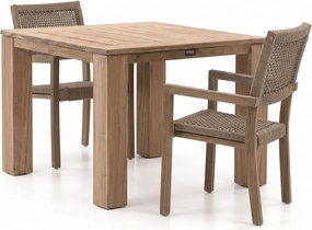 Diningset ROUGH  | 2 personen teakhout | Tuinset stapelbaar | 3-delig | Kees Smit Tuinmeubelen