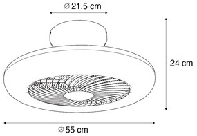 Plafondventilator met lamp zwart 55.5cm incl. LED dimbaar met afstandsbediening - Clima Design rond Binnenverlichting Lamp
