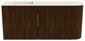 Mondiaz Joya DLux 90cm toiletmeubel ronding rechts walnut met wastafel faye links zonder kraangat meli