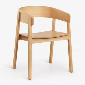 Set Van 2 Eettafelstoelen Met Armleuningen Van Eikenhout Olsen Natuurlijk Hout & Natuurlijk Hout - Sklum