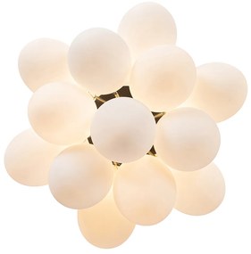 Art deco plafondlamp zwart met opaal glas 3-lichts - Uvas