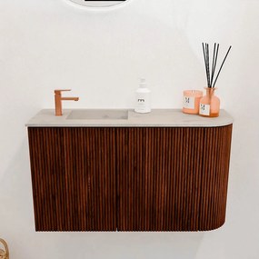 Mondiaz Joya DLux 70cm toiletmeubel ronding rechts ruby met wastafel faye links 1 kraangat opalo