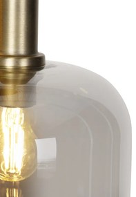 Design hanglamp zwart met goud en smoke glas 3-lichts - Zuzanna Design E27 rond Binnenverlichting Lamp