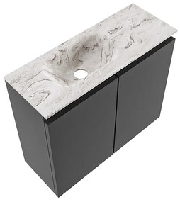 Mondiaz Ture DLux toiletmeubel 60cm dark grey met wastafel glace links zonder kraangat