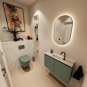 MONDIAZ TURE-DLUX 80cm toiletmeubel Army. EDEN wastafel Ostra positie midden. Met 1 kraangat. TUREDX80ARMM1OST