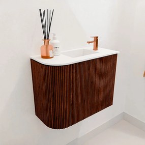 Mondiaz Joya 50cm toiletmeubel ronding links ruby met wastafel faye rechts 1 kraangat talc