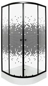Kerra Pixel douchecabine kwartrond 90x90cm zwart met douchebak