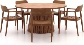 Diningset Bellagio | 5 personen teakhout | Tuinset stapelbaar | 6-delig | Kees Smit Tuinmeubelen