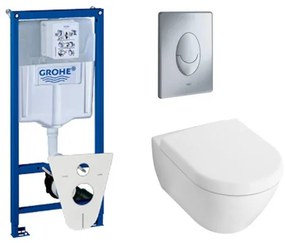 Villeroy & Boch Subway 2.0 toiletset met inbouwreservoir, softclose en quick release closetzitting en bedieningsplaat mat chroom 0729121/0124005/0729205/0124060/