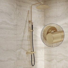 Saniclear Brass Curved Pro opbouw regendouche geborsteld messing / mat goud met 20cm hoofddouche