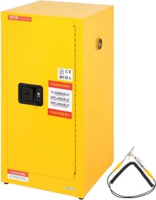 VEVOR 16 Gallon Veiligheidsopslagkast, 460 x 460 x 900 mm Veiligheidskast met twee verstelbare verdelers voor brandbare materialen Afsluitbaar ontwerp met 2 sloten en 1 aardingskabel Geel