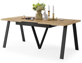 AVERY eik Artisan/onderkant zwart - LOFT/INDUSTRIËLE TAFEL VOOR WOONKAMER / EETKAMER UITKLAPBAAR TOT 290 cm!