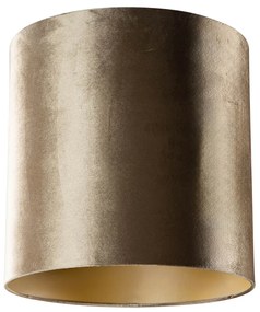 Velours lampenkap brons met gouden binnenkant 40/40/40 Klassiek / Antiek cilinder / rond