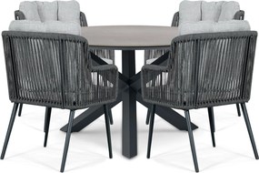 Tuinset Ronde Tuintafel 4 personen 120 cm Rope Grijs  Lifestyle Garden Furniture Tivoli/Xento