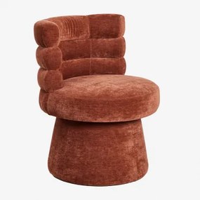 Set Van 4 Protea Gestoffeerde Draaibare Eetkamerstoelen Stof Chenille Rood – Klei - Sklum