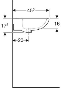 Geberit Bastia wastafel rond 60x45.5cm met kraangat en overloop wit