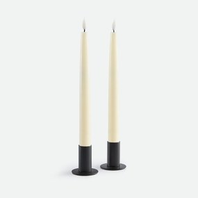 Set van 2 ledkaarsen, van was, hoogte 24,5 cm