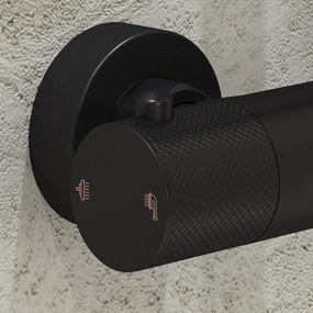 Saniclear Nero Curved doucheset mat zwart met thermostatische kraan, handdouche en glijstang