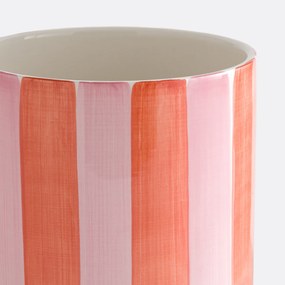 Gestreepte bloempot van keramiek, diameter 14 cm, Jaoma