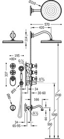 Tres Clasic inbouw regendoucheset met thermostaatkraan en baduitloop goud