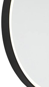 Badkamerspiegel zwart 50 cm incl. LED met touchdimmer - Miral Modern IP44 rond Lamp