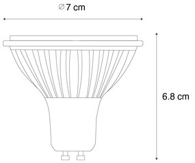 Set van 5 GU10 dimbare LED lamp 70mm 6.5W 600 lm 4000K