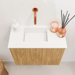 Mondiaz Joya 50cm toiletmeubel oak met wastafel faye links zonder kraangat talc