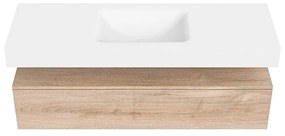 Zaro Alan badmeubel 140cm washed oak 1 lade met vrijhangende wastafel cloud midden zonder kraangat talc
