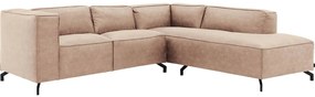 Goossens Bank Calvin beige, micro leer, 2-zits, modern design met ligelement rechts